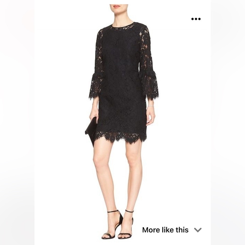 NWT Banana Republic 3/4 Sleeve Lace Shift Dress Black Evening Wedding Classic